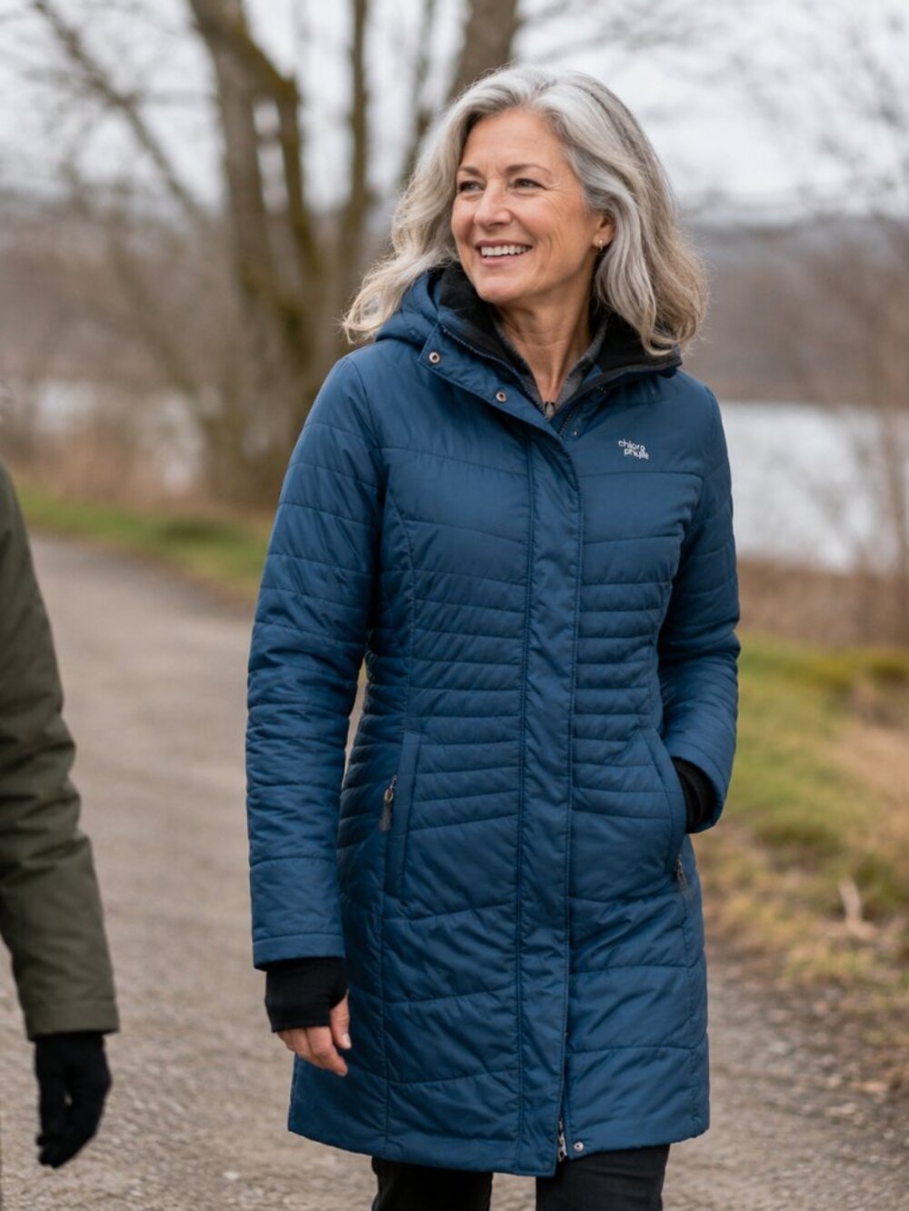 XS Chlorophylle Women’s Blue Long Puffer Coat Hooded